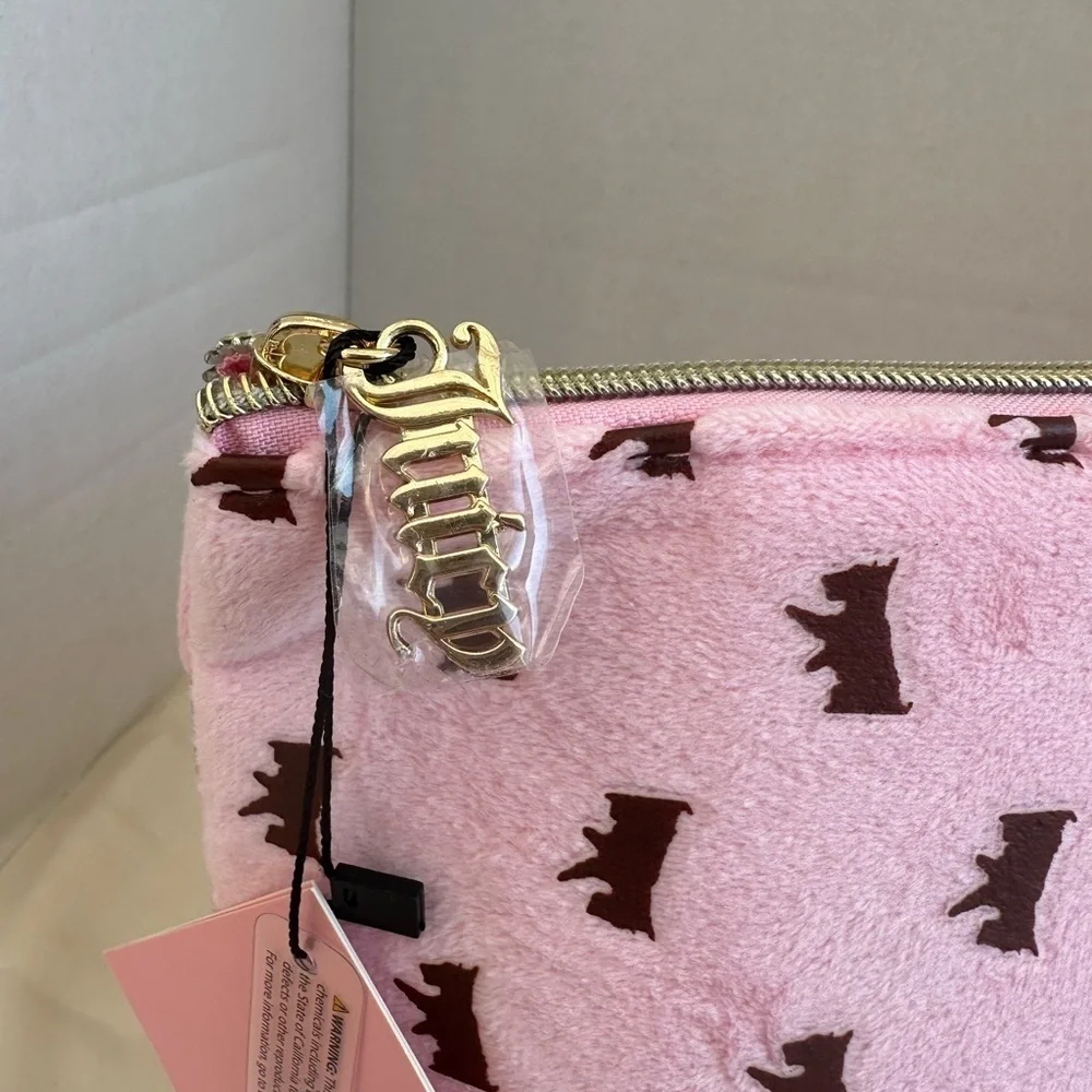 Juicy Couture Pink Crown-Embellished Clutch Cosmetics bag
